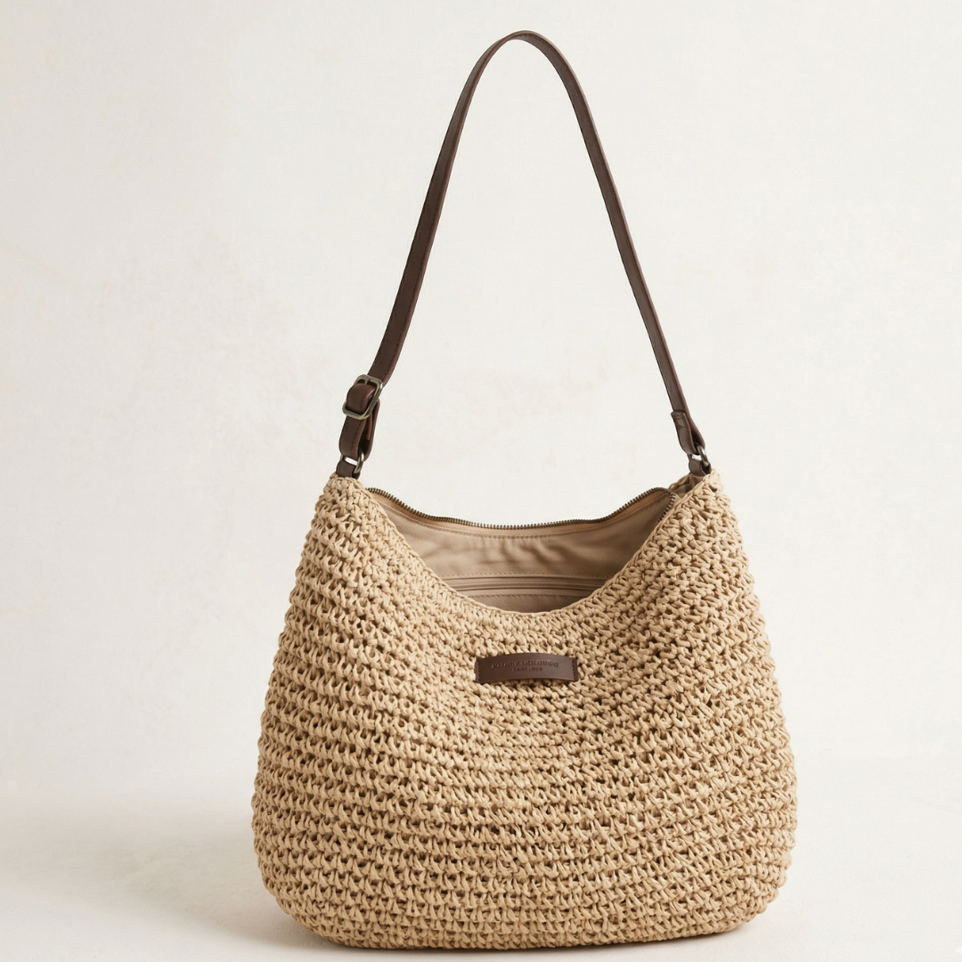 Women's structured handbag with top handles and zip closure
