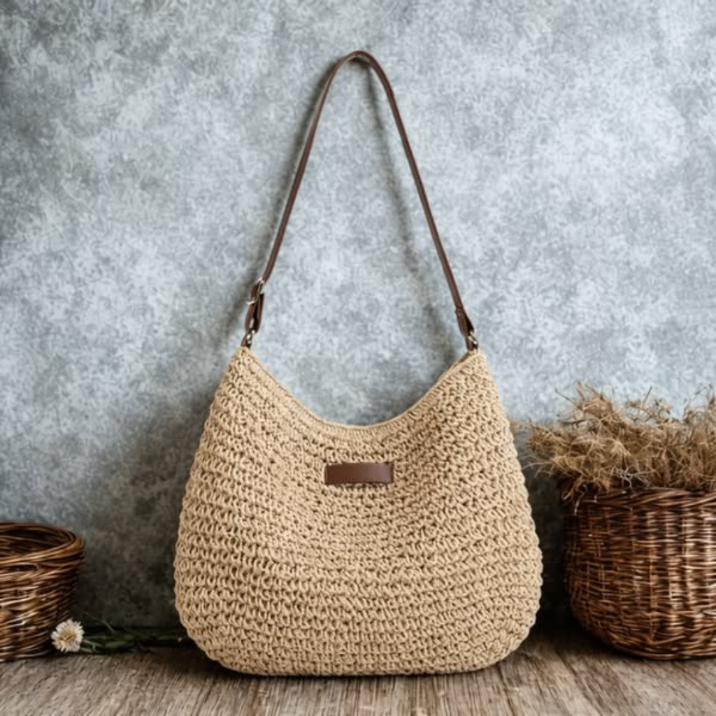 Women's structured handbag with top handles and zip closure