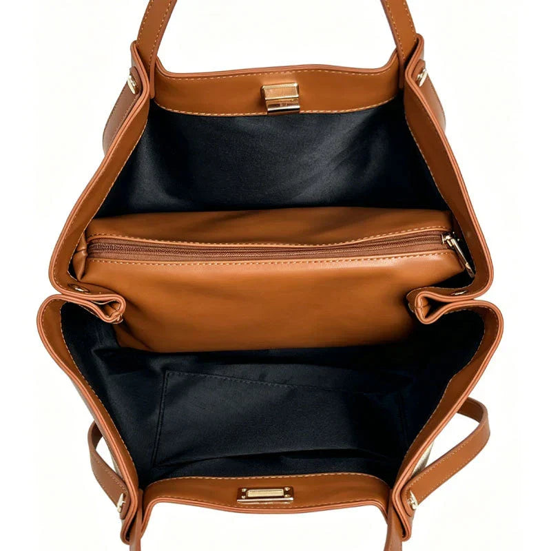 Women's woven tote bag with open top
